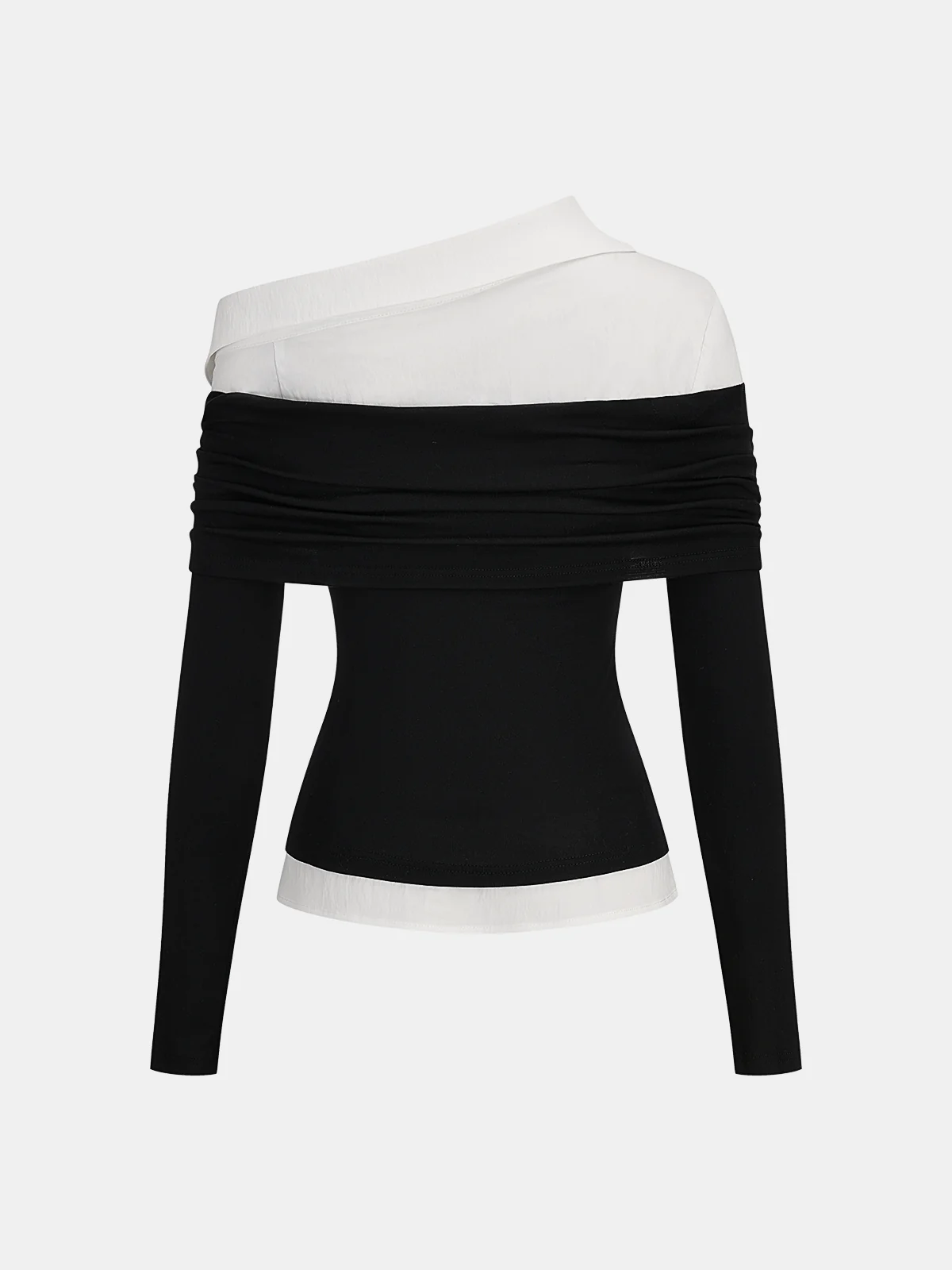 2 in 1 Color-Block Asymmetrical Blouse - Wholesalesil