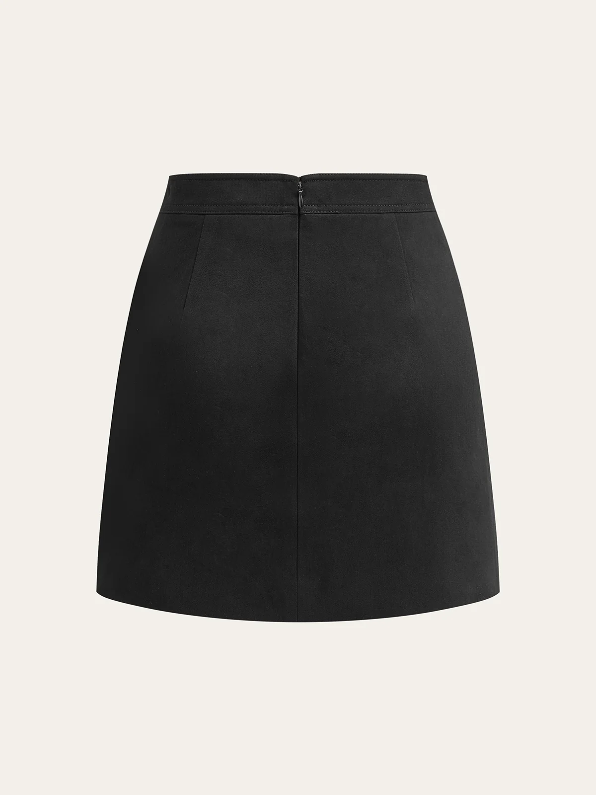 Metal Detail Asymmetric Hem Mini Skirt - Wholesalesil