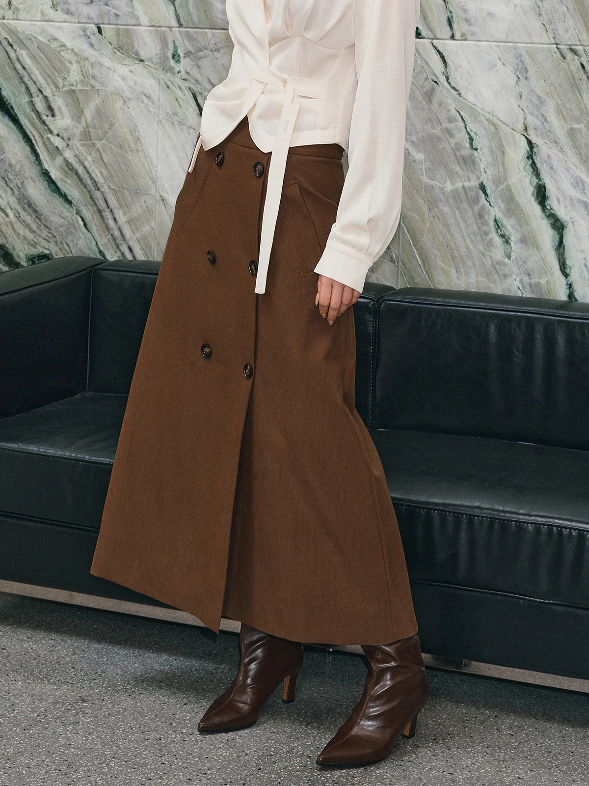 Double Breasted Maxi Skirt - Wholesalesil