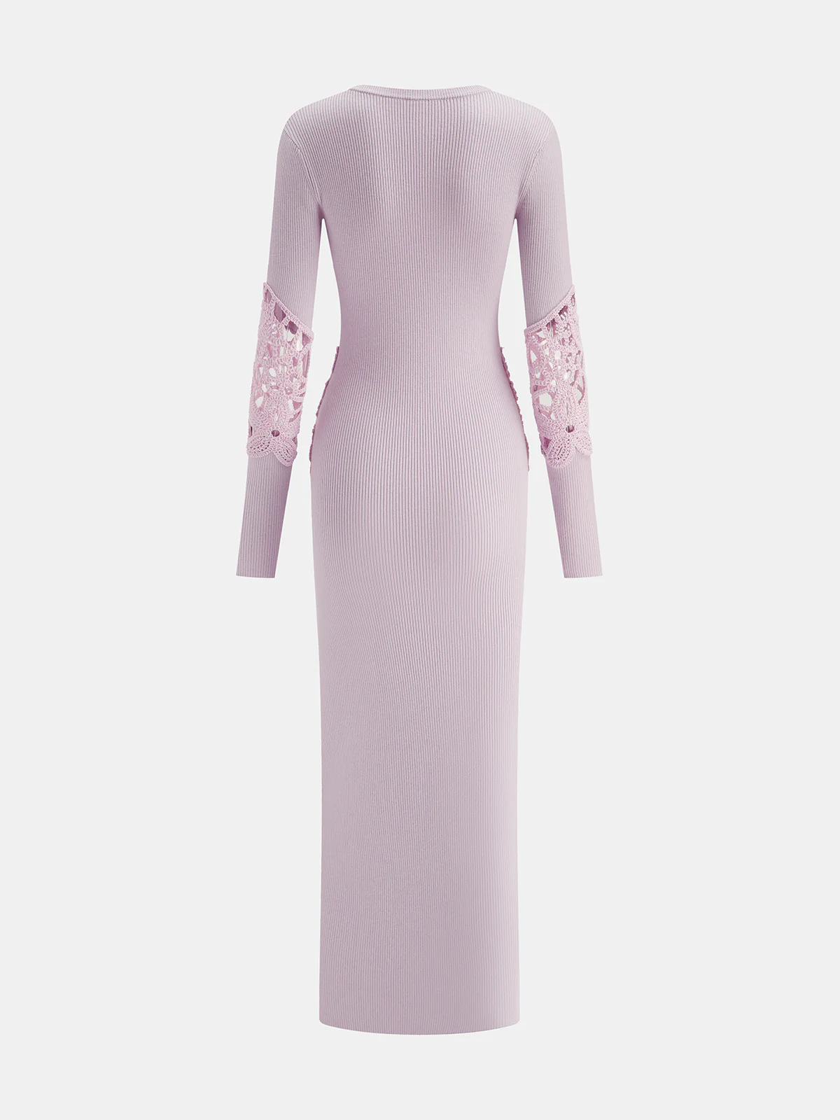 Crochet Lace Panel Rib-Knit Maxi Dress - Wholesalesil