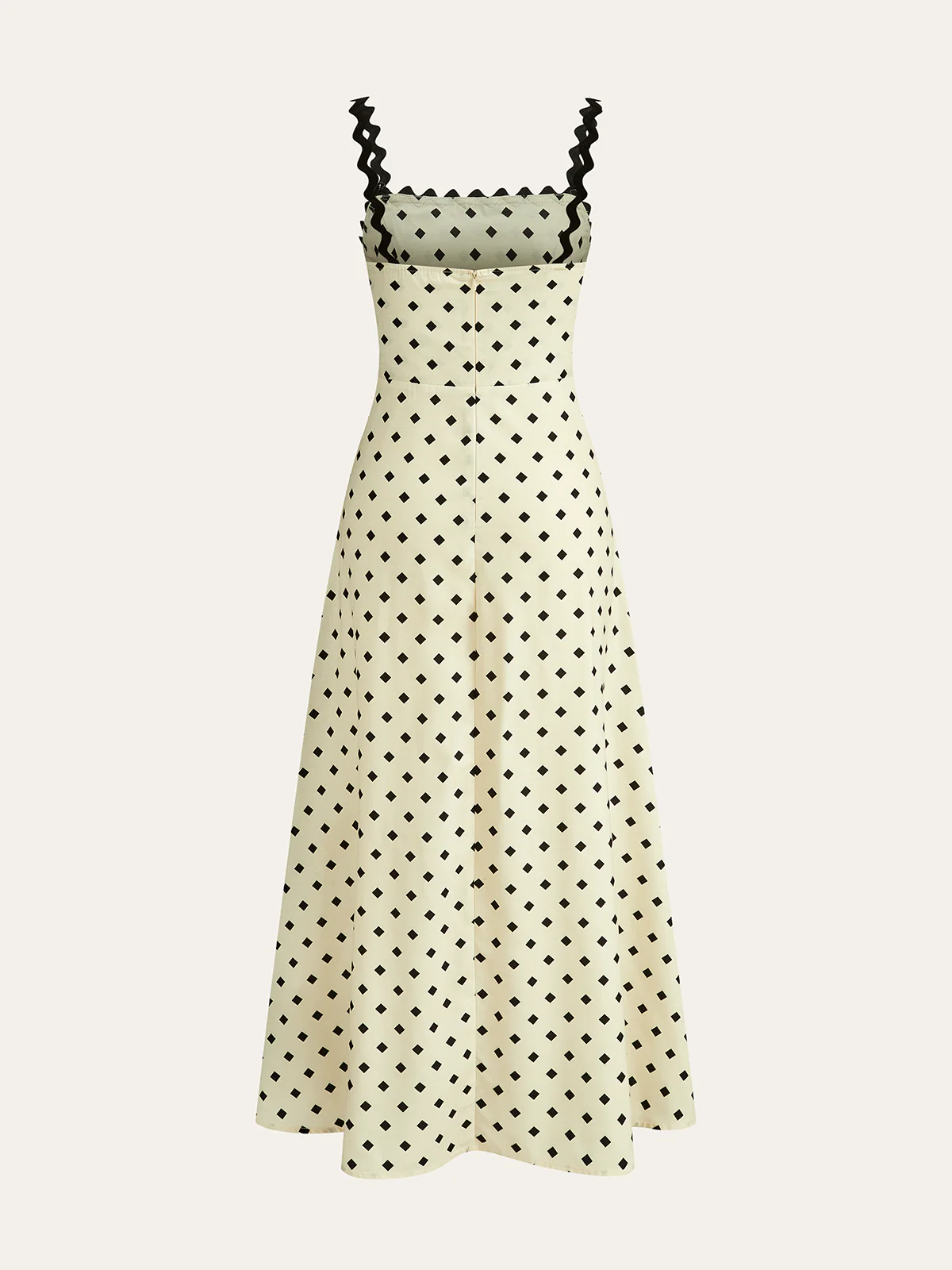 Polka Dot Midi Dress with Scalloped Straps - Wholesalesil