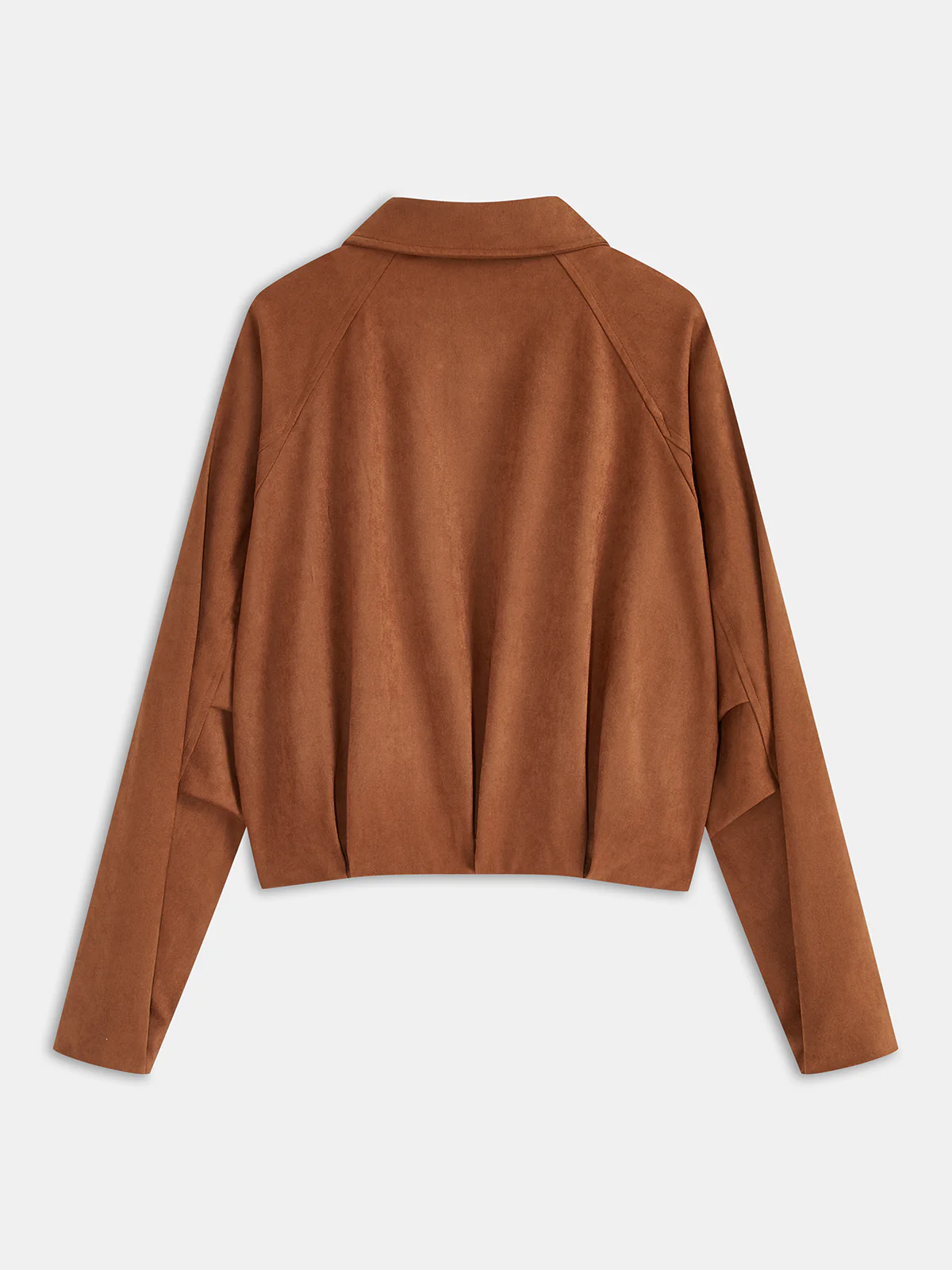 Collared Zip-Front Suede Effect Jacket - Wholesalesil