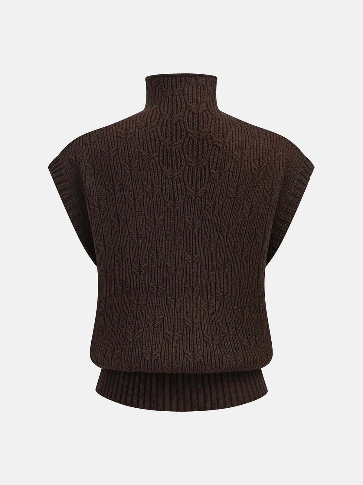 Turtleneck Cable Knit Sleeveless Vest - Wholesalesil