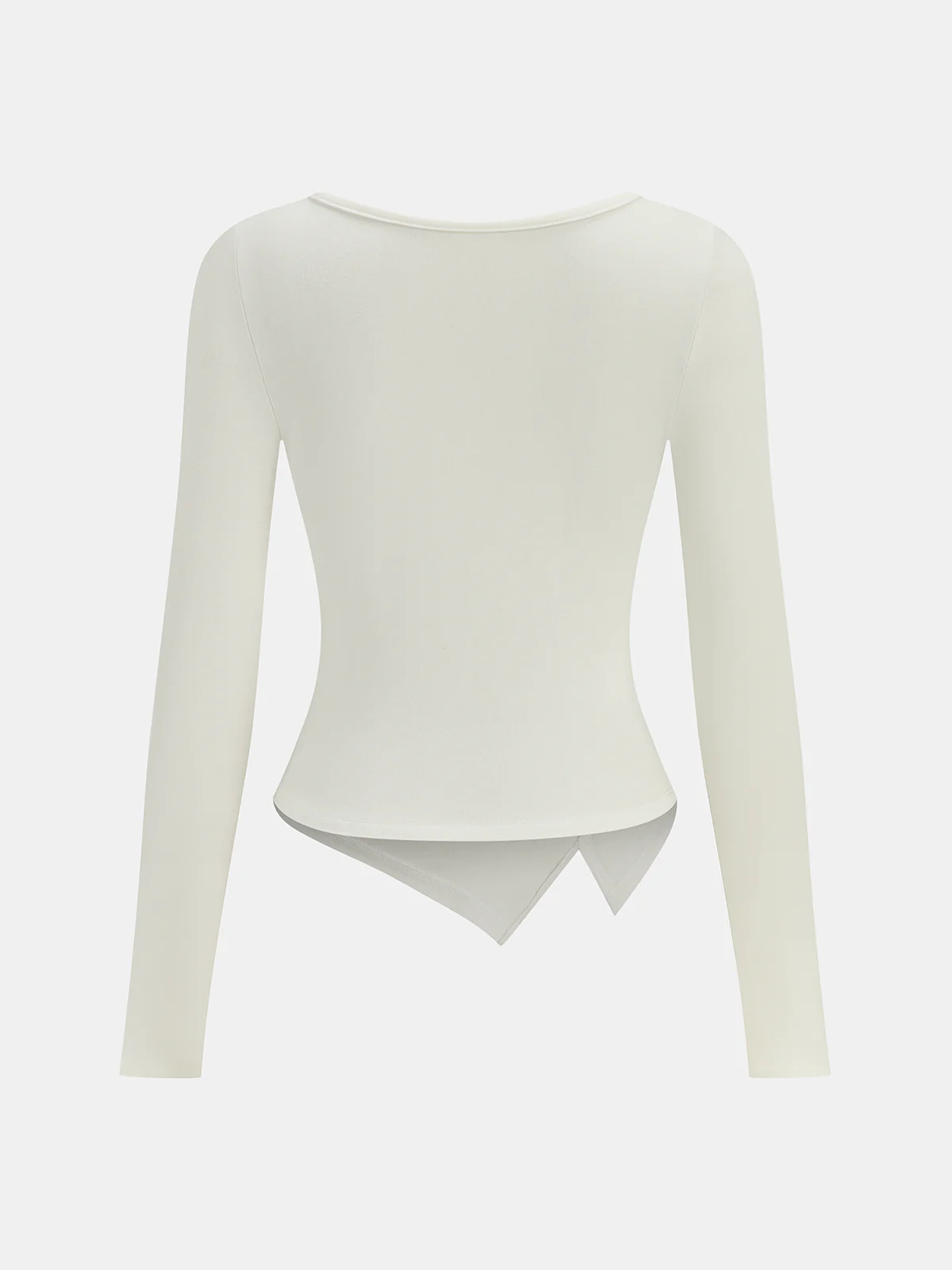 Asymmetric Hem Ruched Long-Sleeve T-Shirt - Wholesalesil