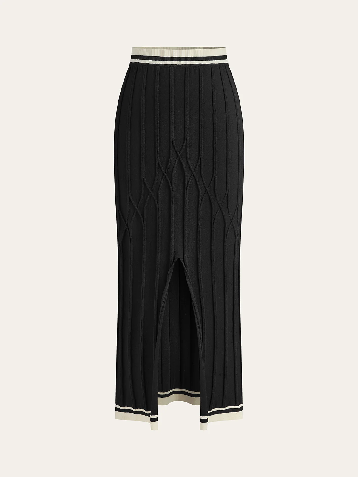 Slit-Front Textured Knit Midi Skirt - Wholesalesil