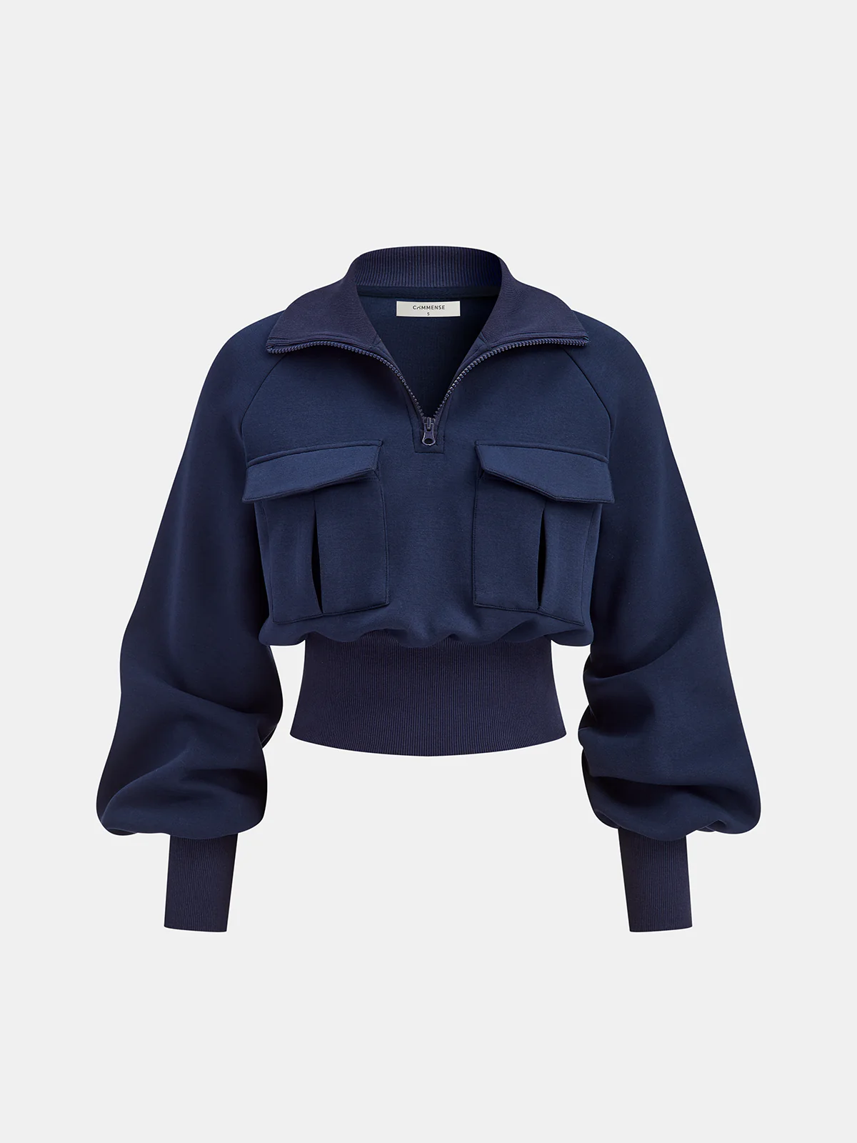 Turtleneck Half-Zip Cinched Waist Knit Top - Wholesalesil