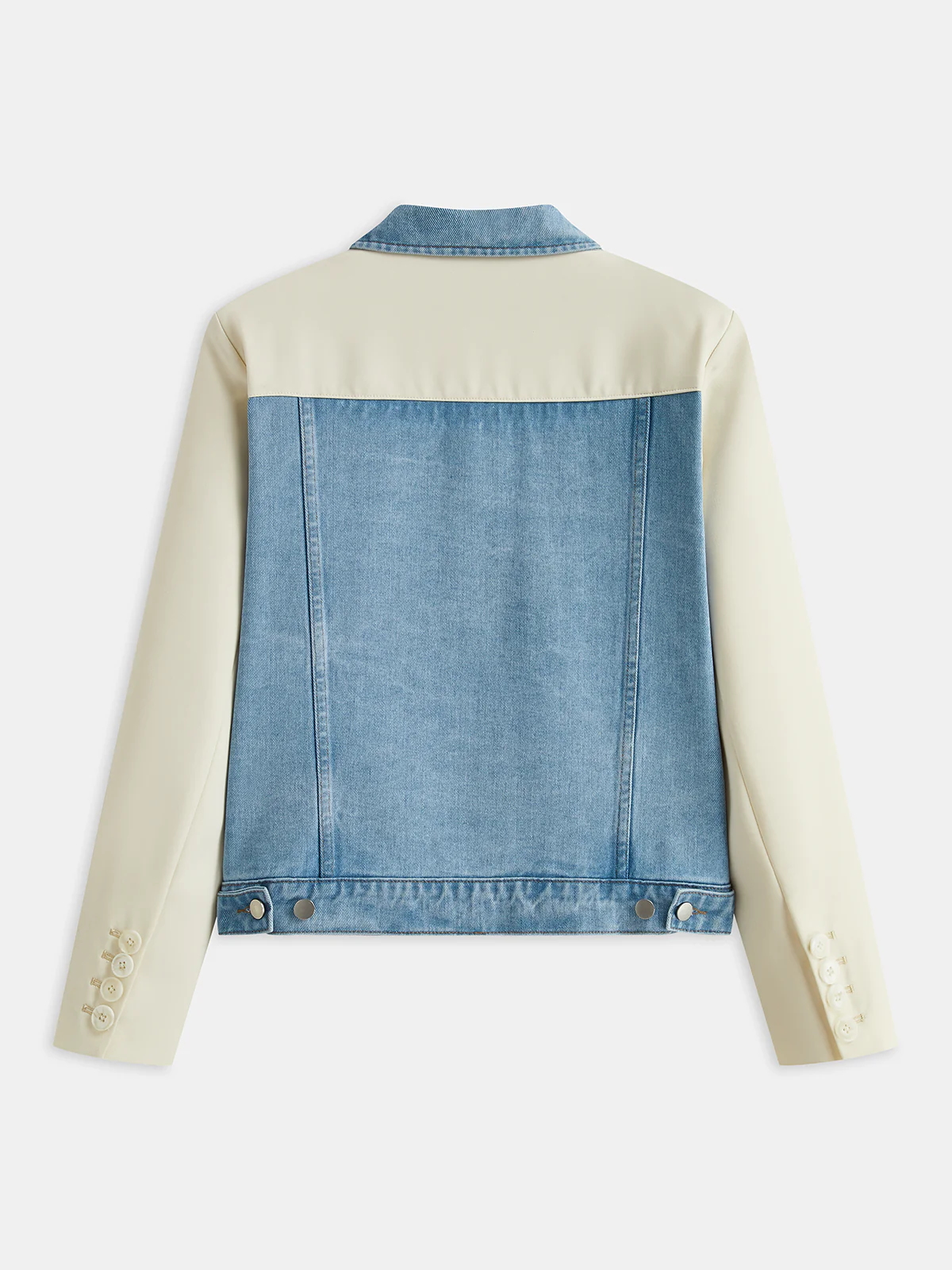 Distressed Detail Denim Paneled Jacket - Wholesalesil