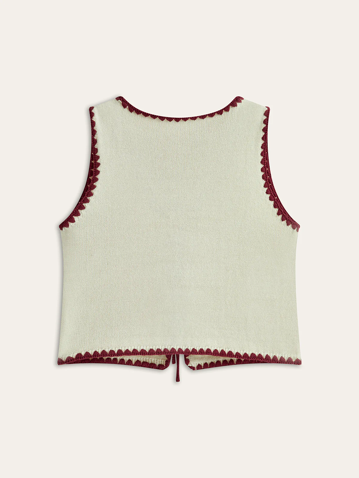 Contrast Trim Tie-Front Knit Vest - Wholesalesil