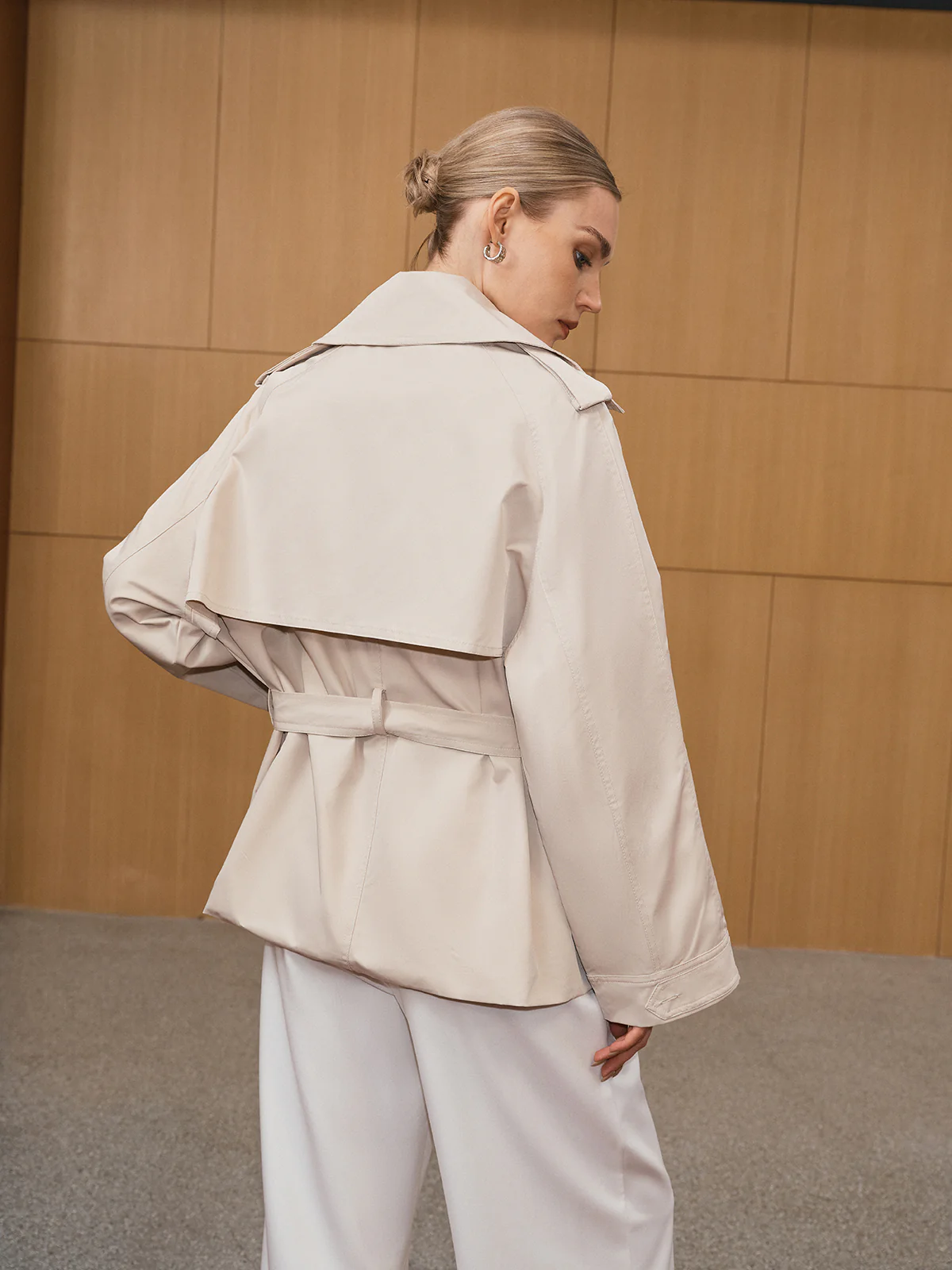 Wide Lapel Belted Trench Coat - Wholesalesil