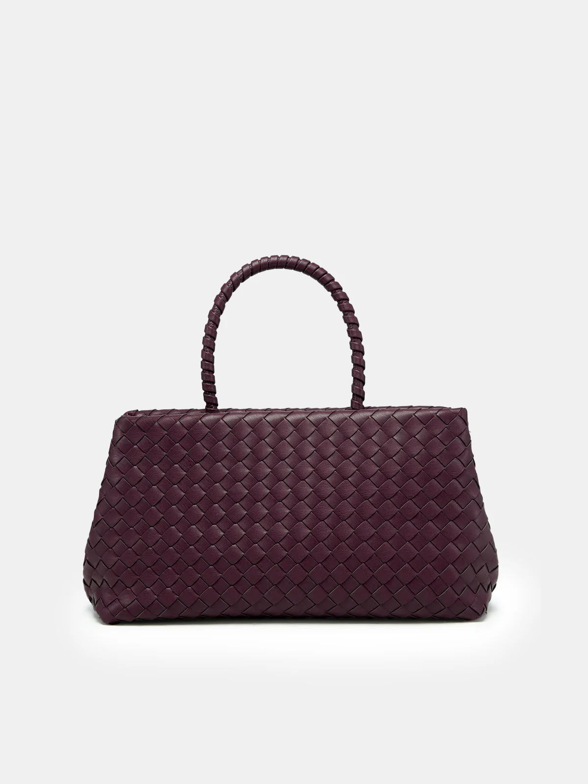 Woven Faux Leather Top Handle Bag - Wholesalesil