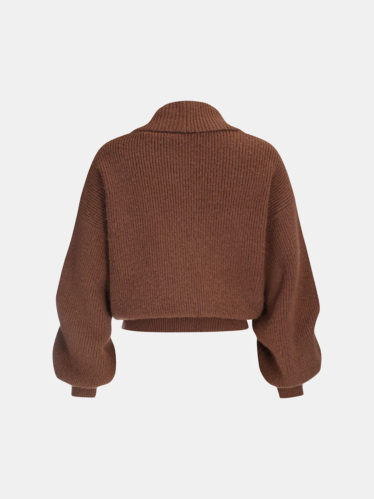 Ribbed Knit Cropped Shawl Collar Cardigan - Wholesalesil