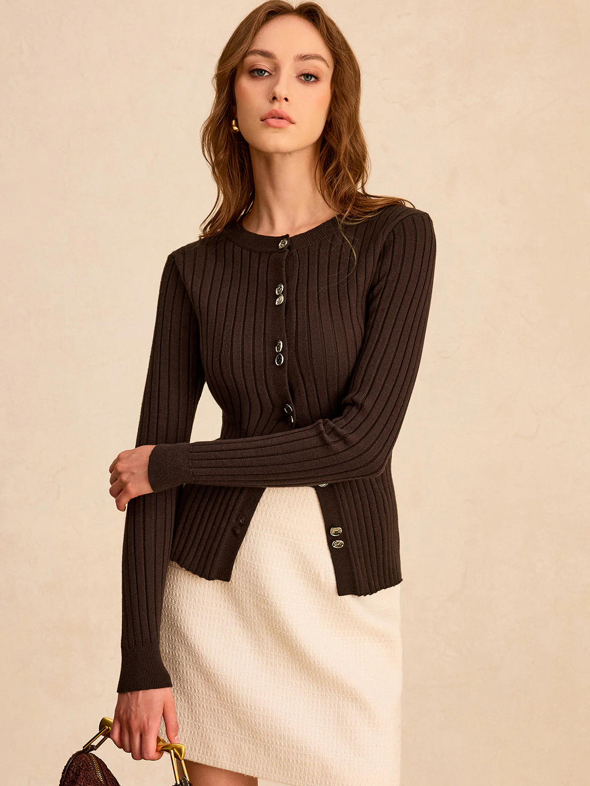 Ribbed Button-Front Knit Top - Wholesalesil