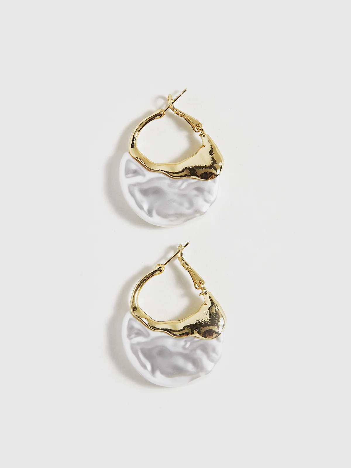 Gold-Tone Pearl-Effect Hoop Earrings - Wholesalesil