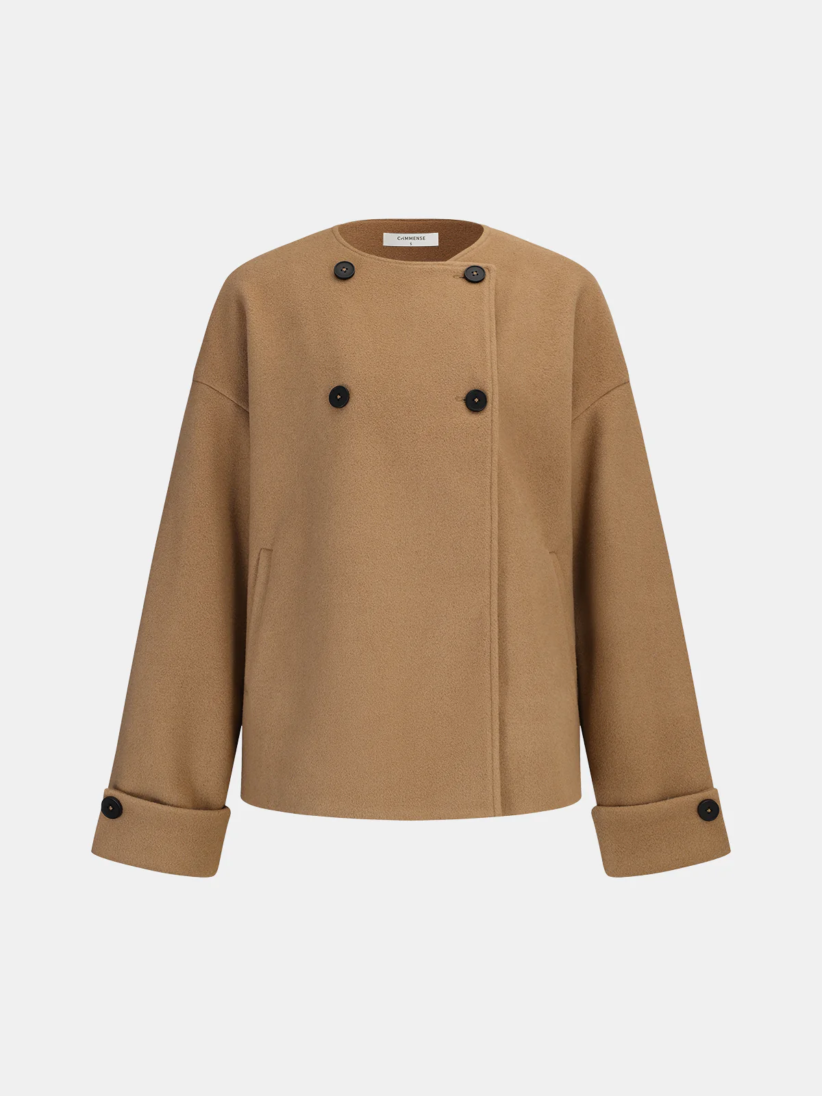 Double-Breasted Coat with Scarf Collar - Wholesalesil