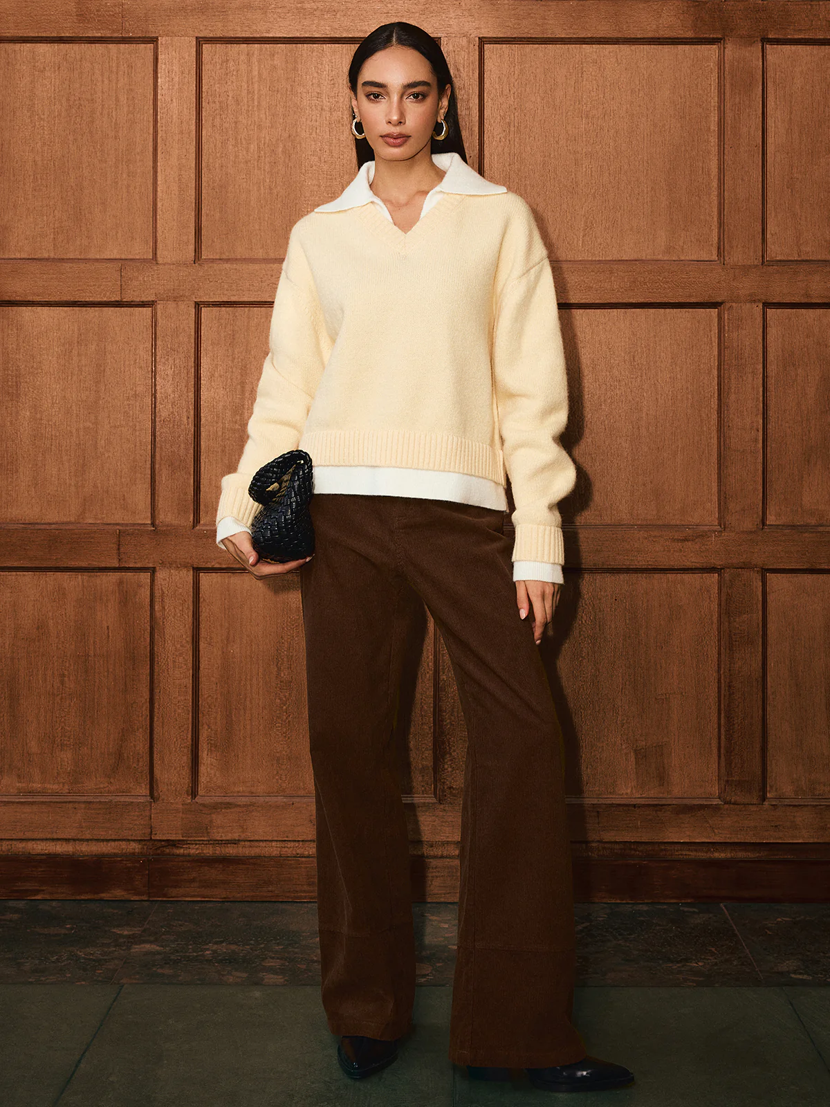 2 in 1 Polo Collar Layered Sweater - Wholesalesil