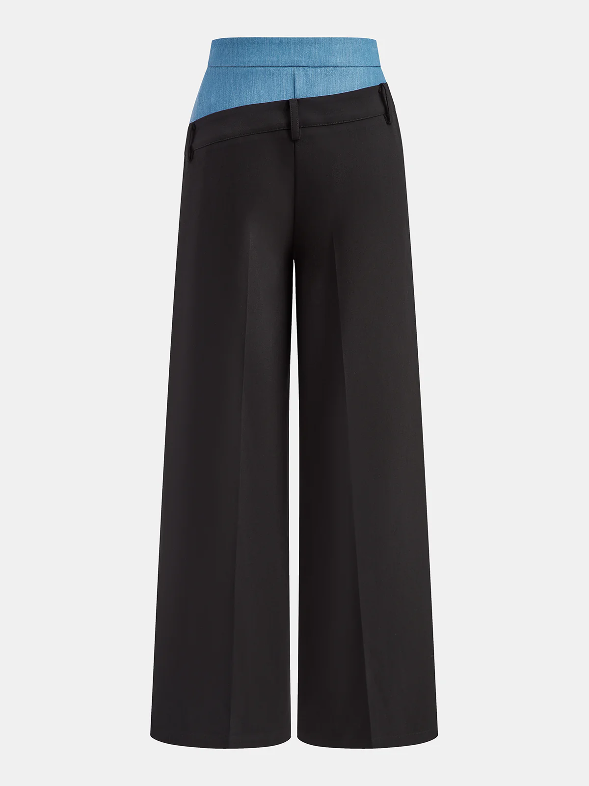 Contrast Waistband Straight-Leg Pants - Wholesalesil