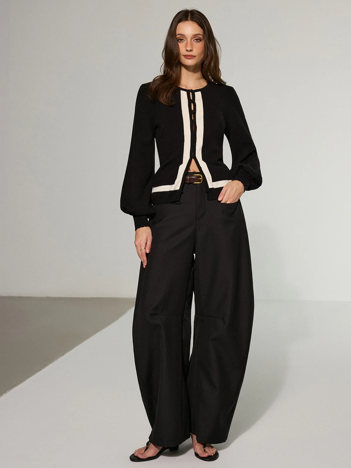 Contrast Trim Knitted Cardigan - Wholesalesil