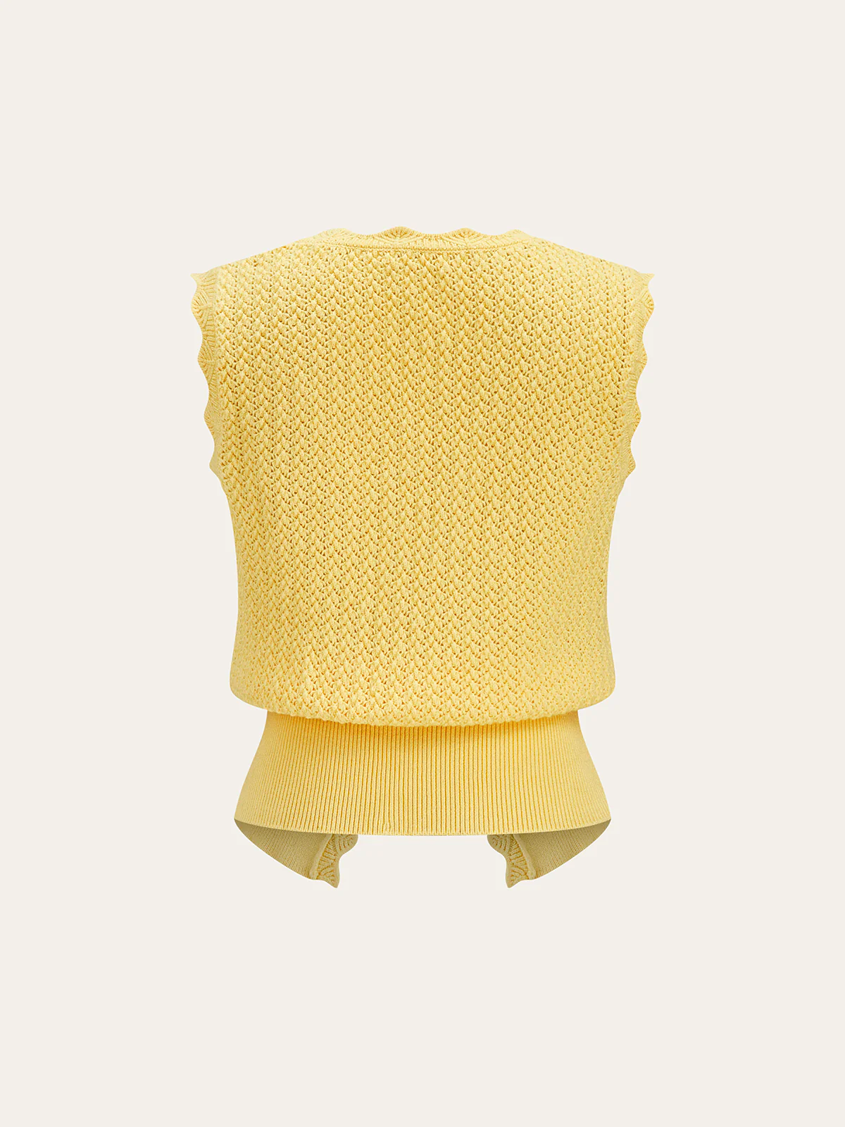 Metal Detail Scallop Trim Knit Vest - Wholesalesil