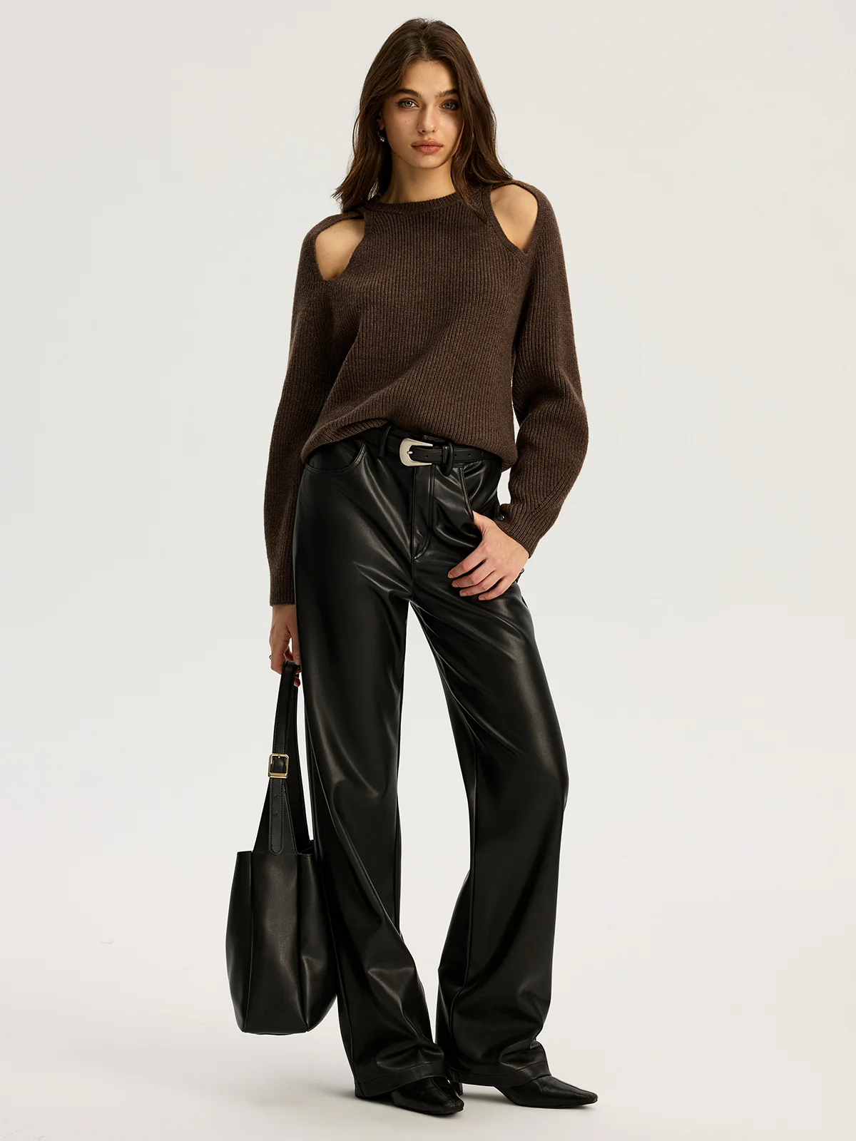 Cut-out Ribbed Knit Sweater - Wholesalesil