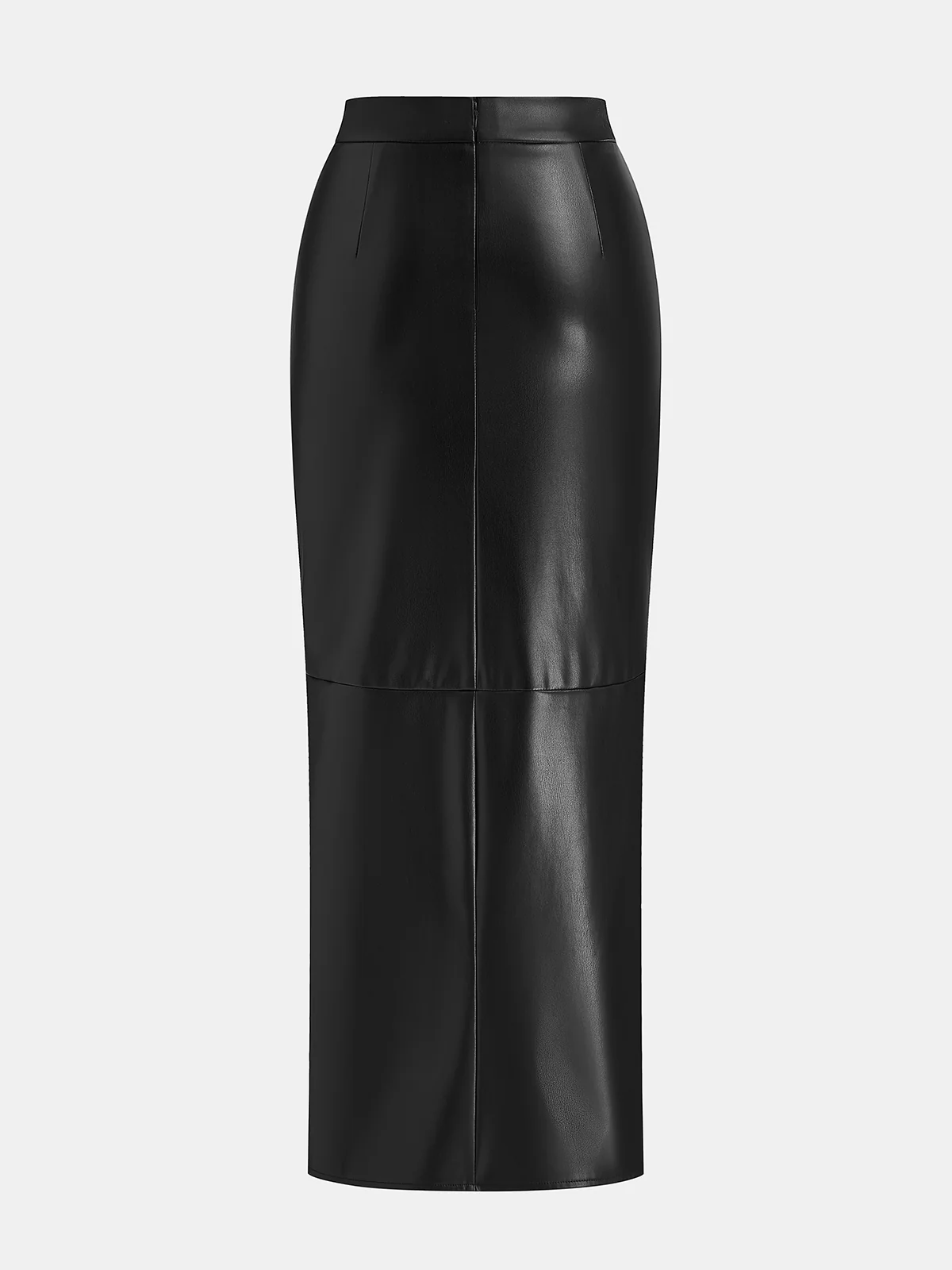 Slit Pleated Fitted PU Midi Skirt - Wholesalesil