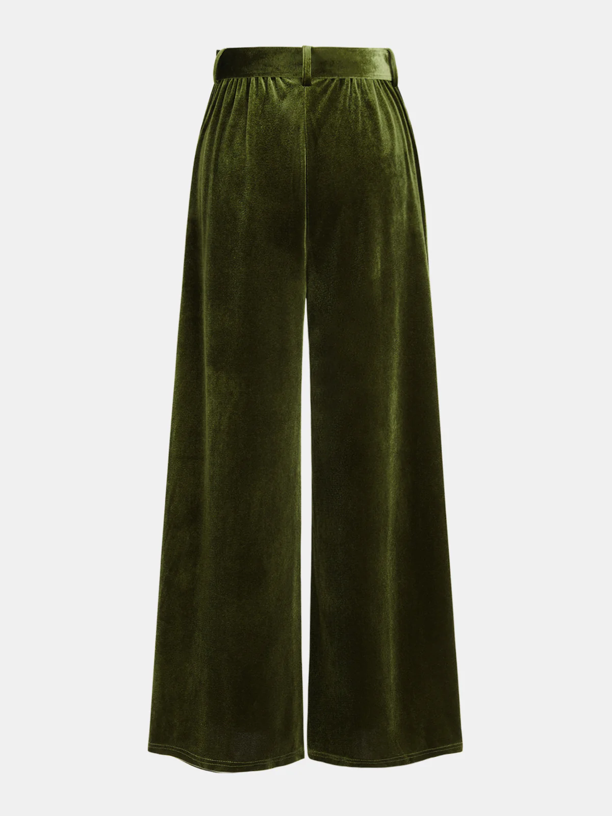 Belted Pleated Velvet Wide-Leg Pants - Wholesalesil