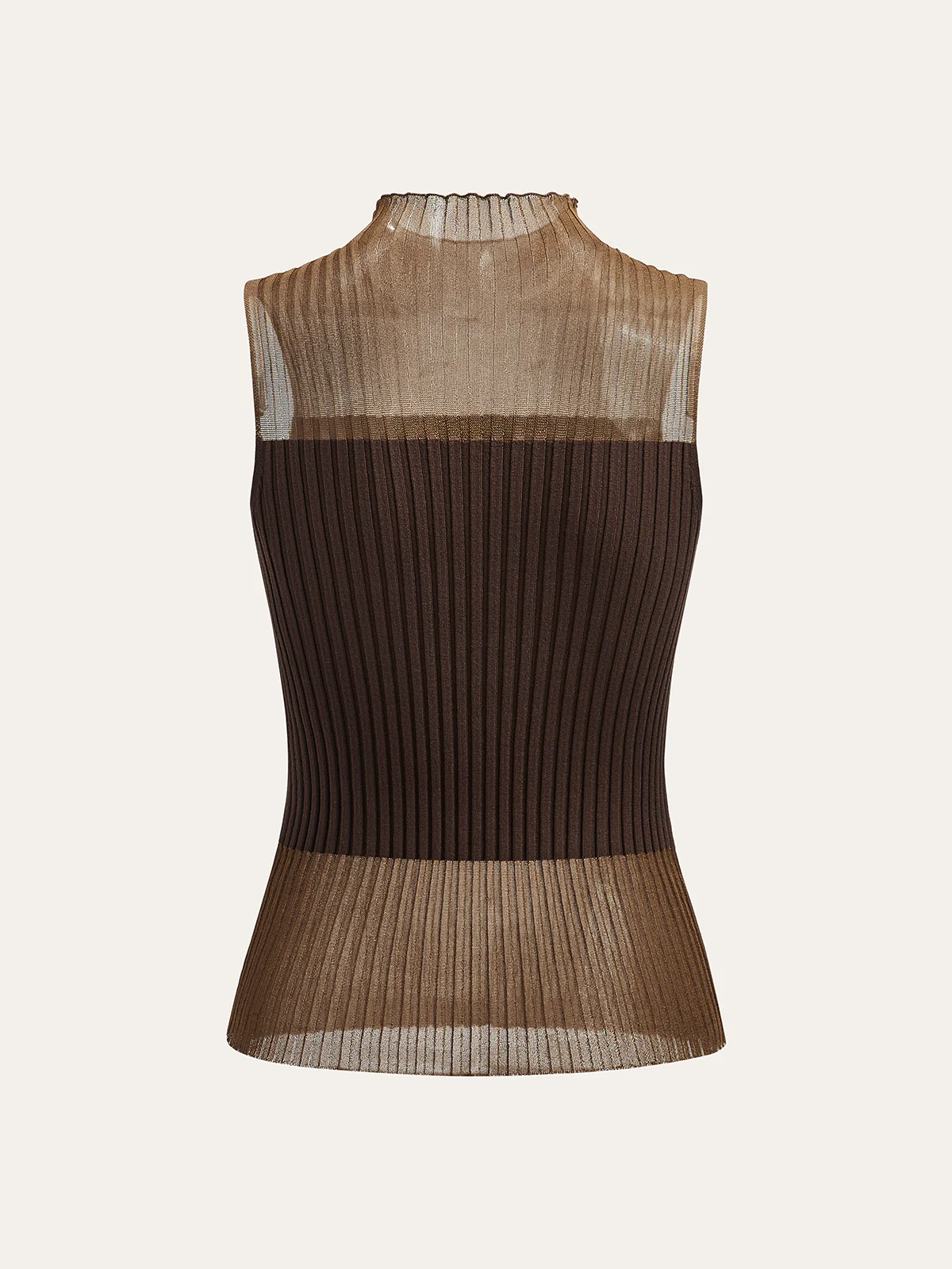 Mock Neck Sheer Paneled Sleeveless Top - Wholesalesil