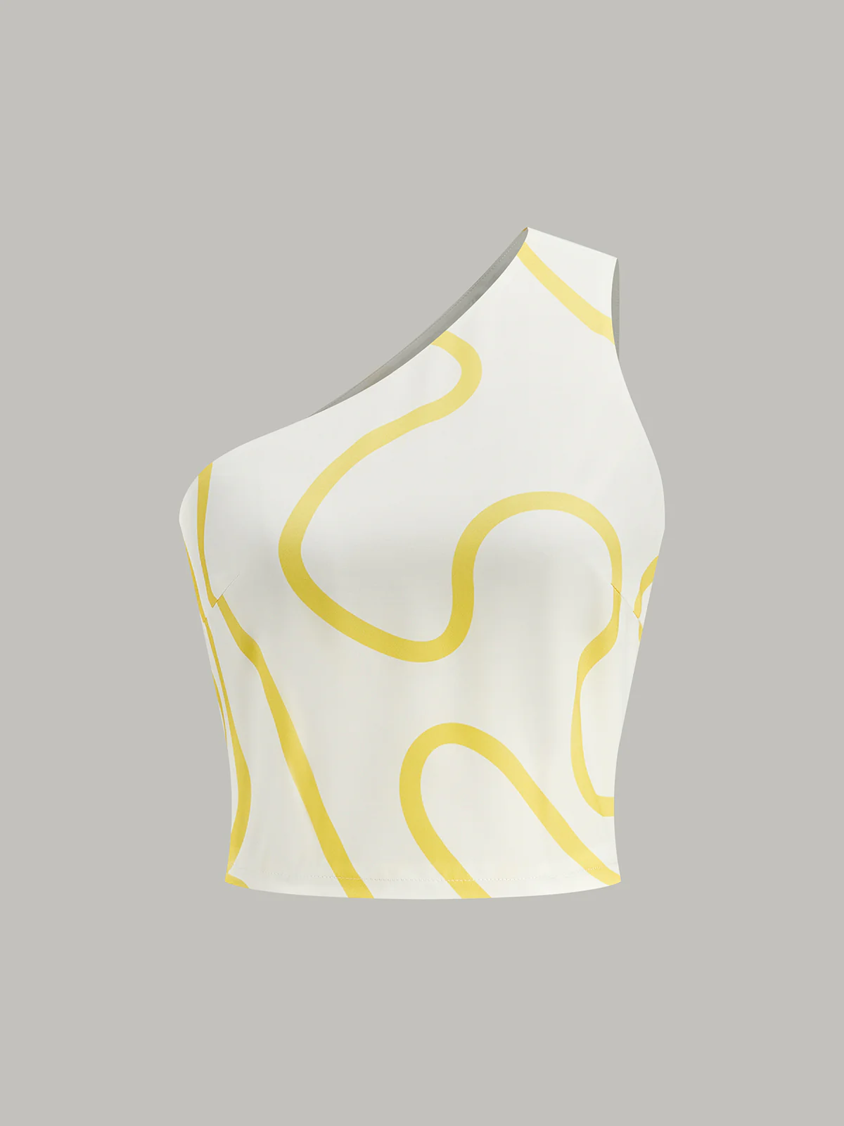 One-Shoulder Abstract Print Crop Top and Tiered Maxi Skirt Set - Wholesalesil