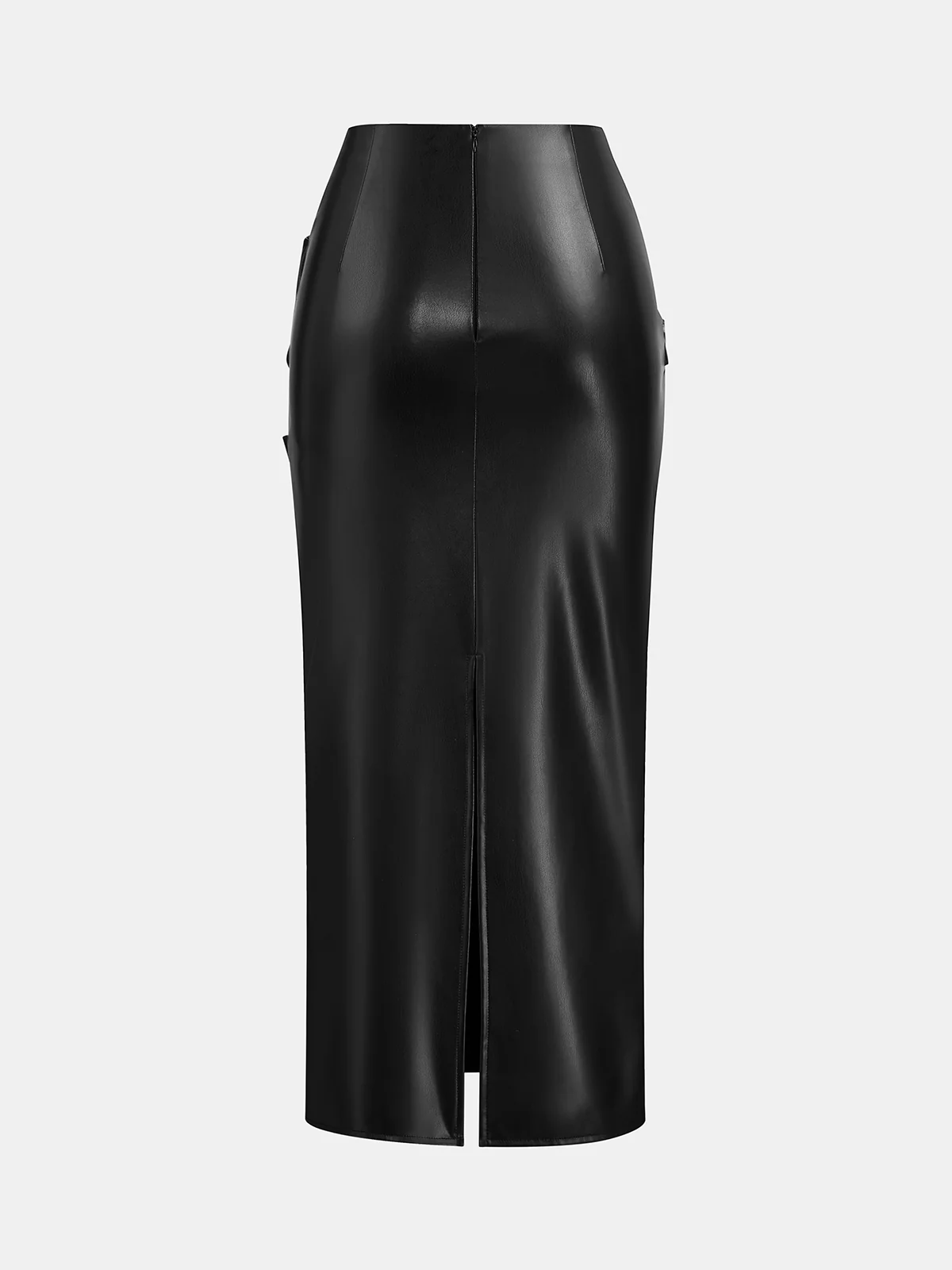 Ruched Twisted Faux Leather Skirt - Wholesalesil