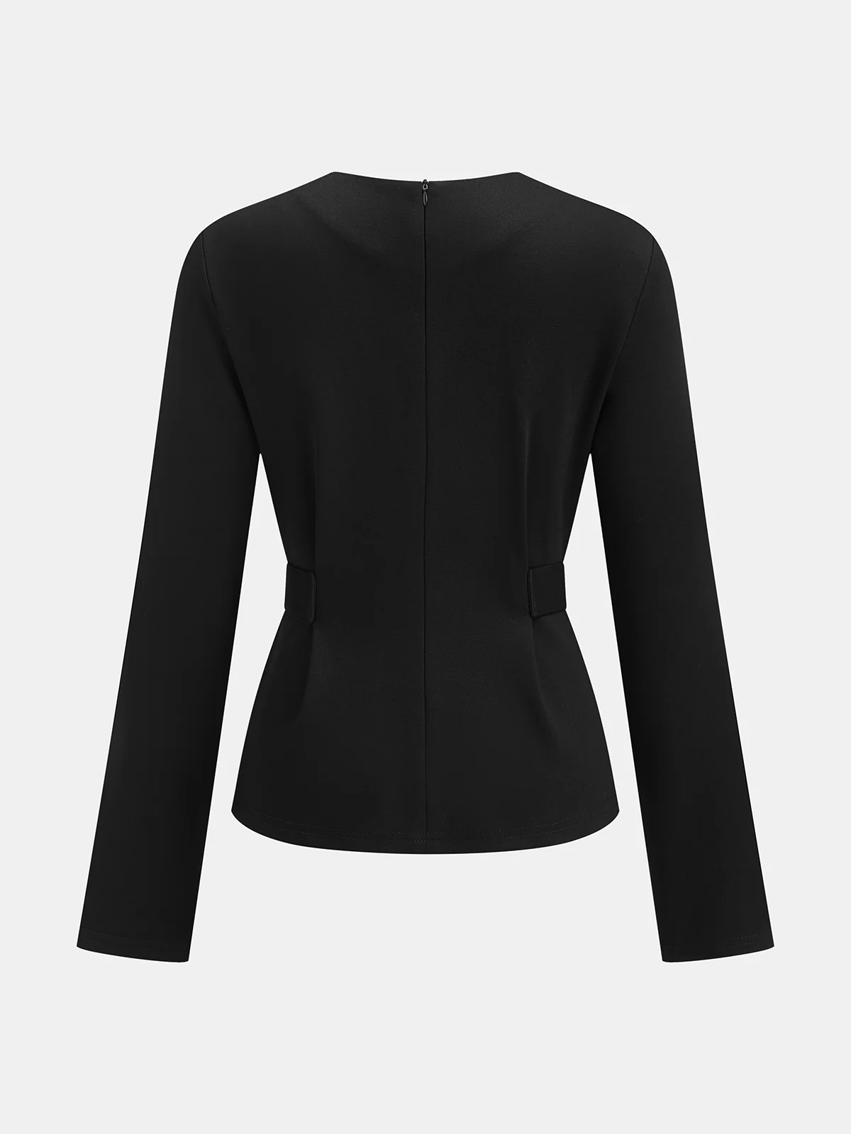 Long Sleeve Fitted Waist Button Blouse - Wholesalesil
