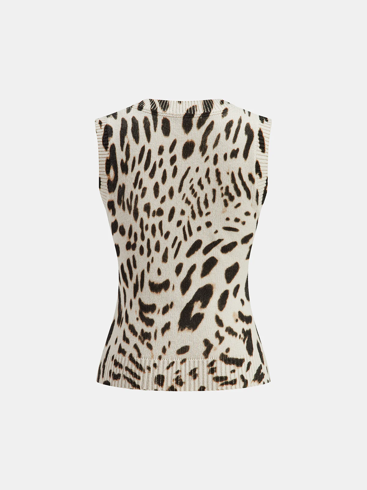Wool-Blend Leopard Print Knit Vest - Wholesalesil