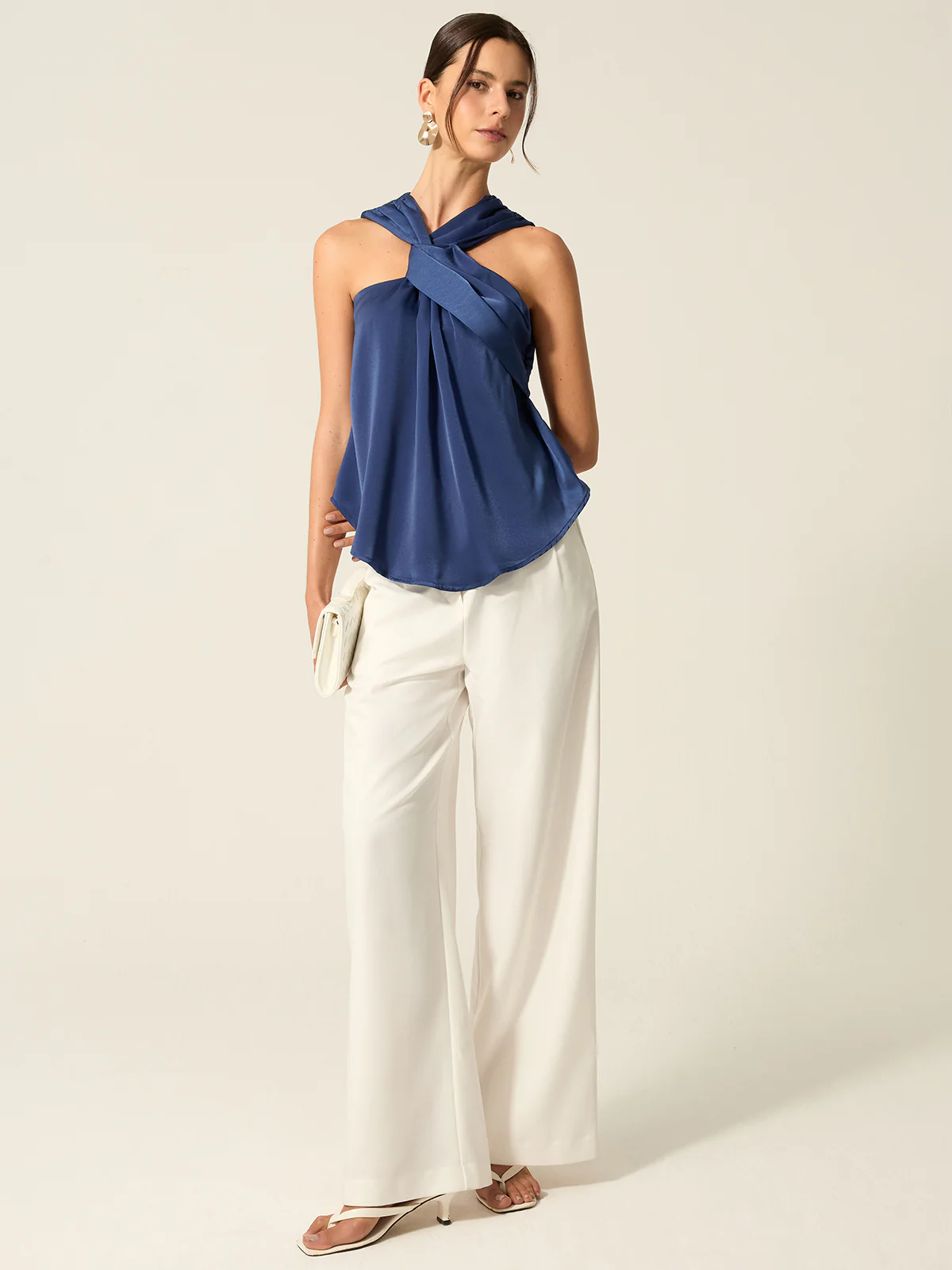 Satin Twist Front Tank Top - Wholesalesil