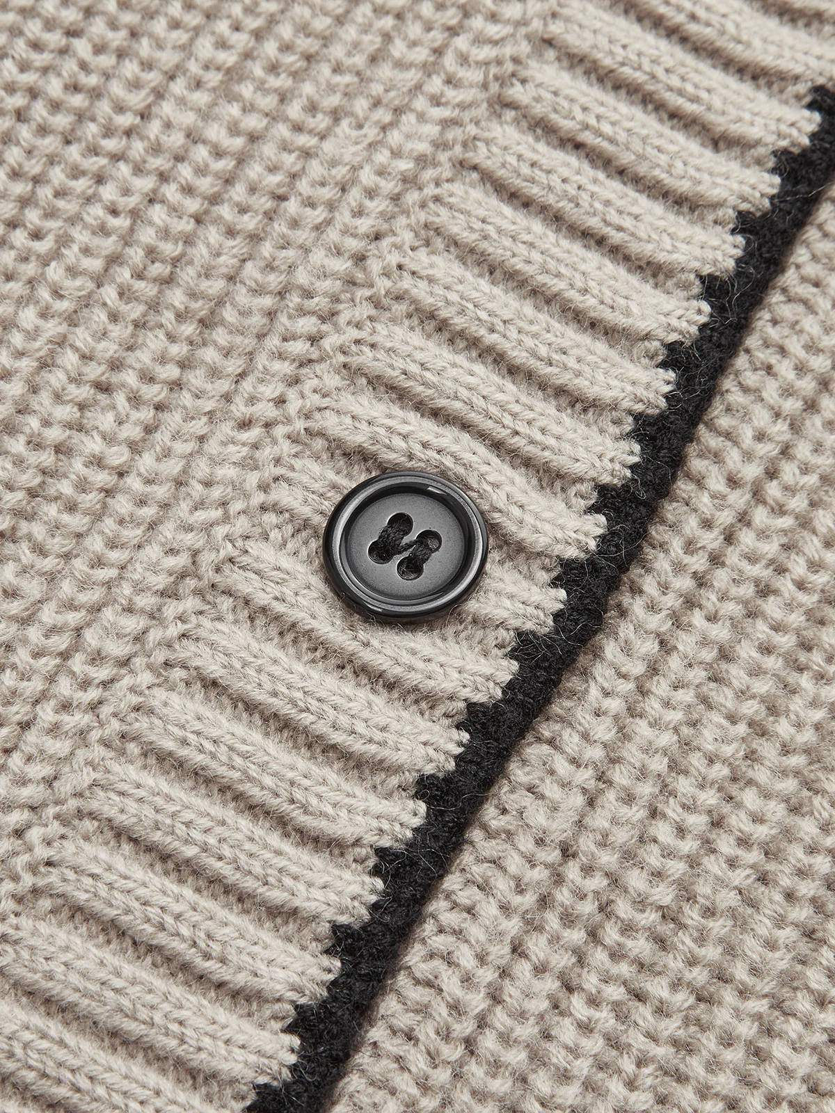 Tie Neck Contrast Trim Wool Blend Cardigan - Wholesalesil