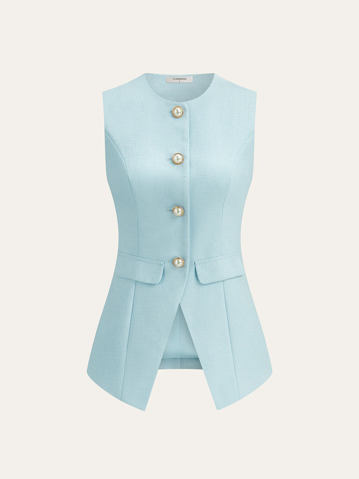 Tweed Pearl Blazer Vest and Mini Skirt Set - Wholesalesil