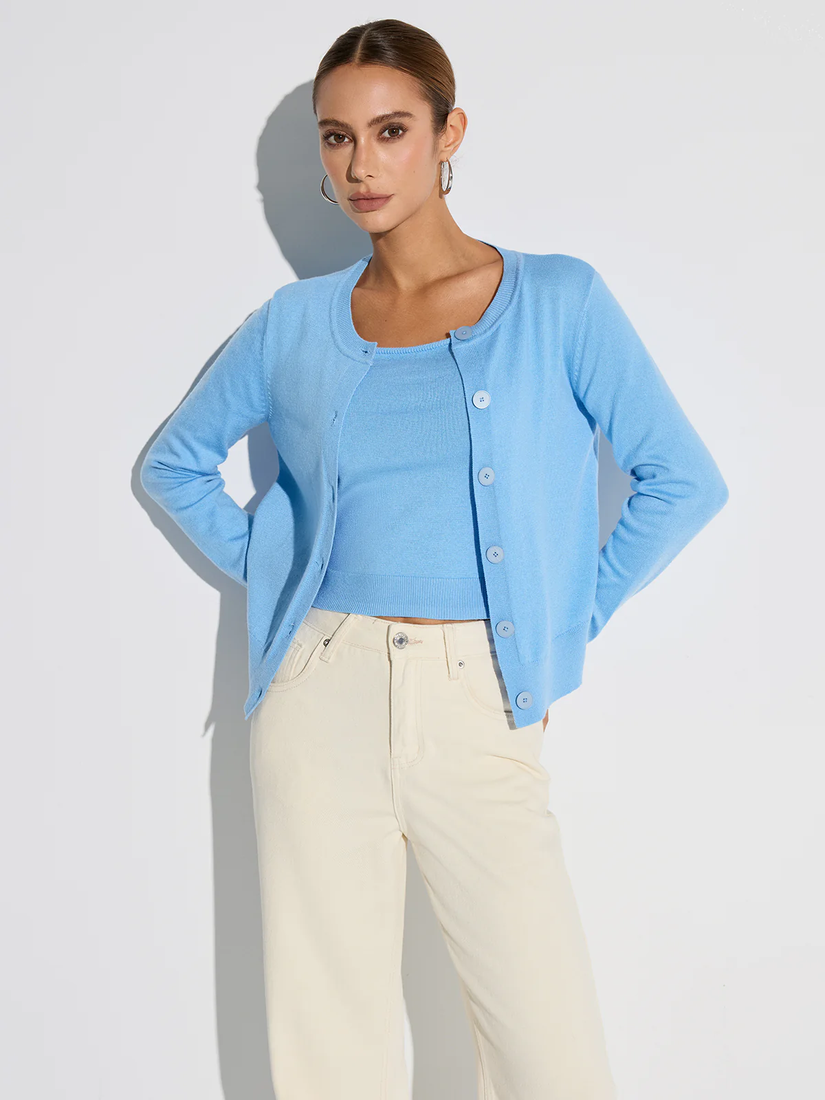 Wool Blend Tank & Cardigan Two-Piece Set - Wholesalesil