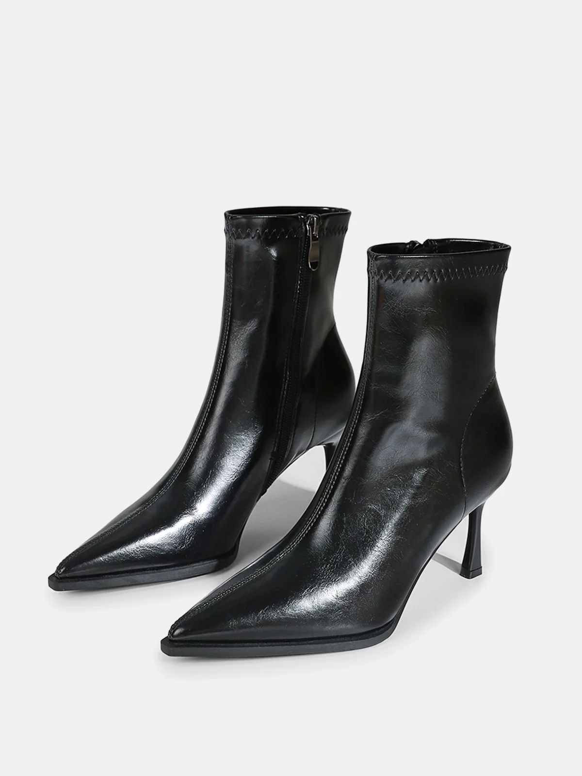 Pointed Toe Kitten Heel Ankle Boots - Wholesalesil