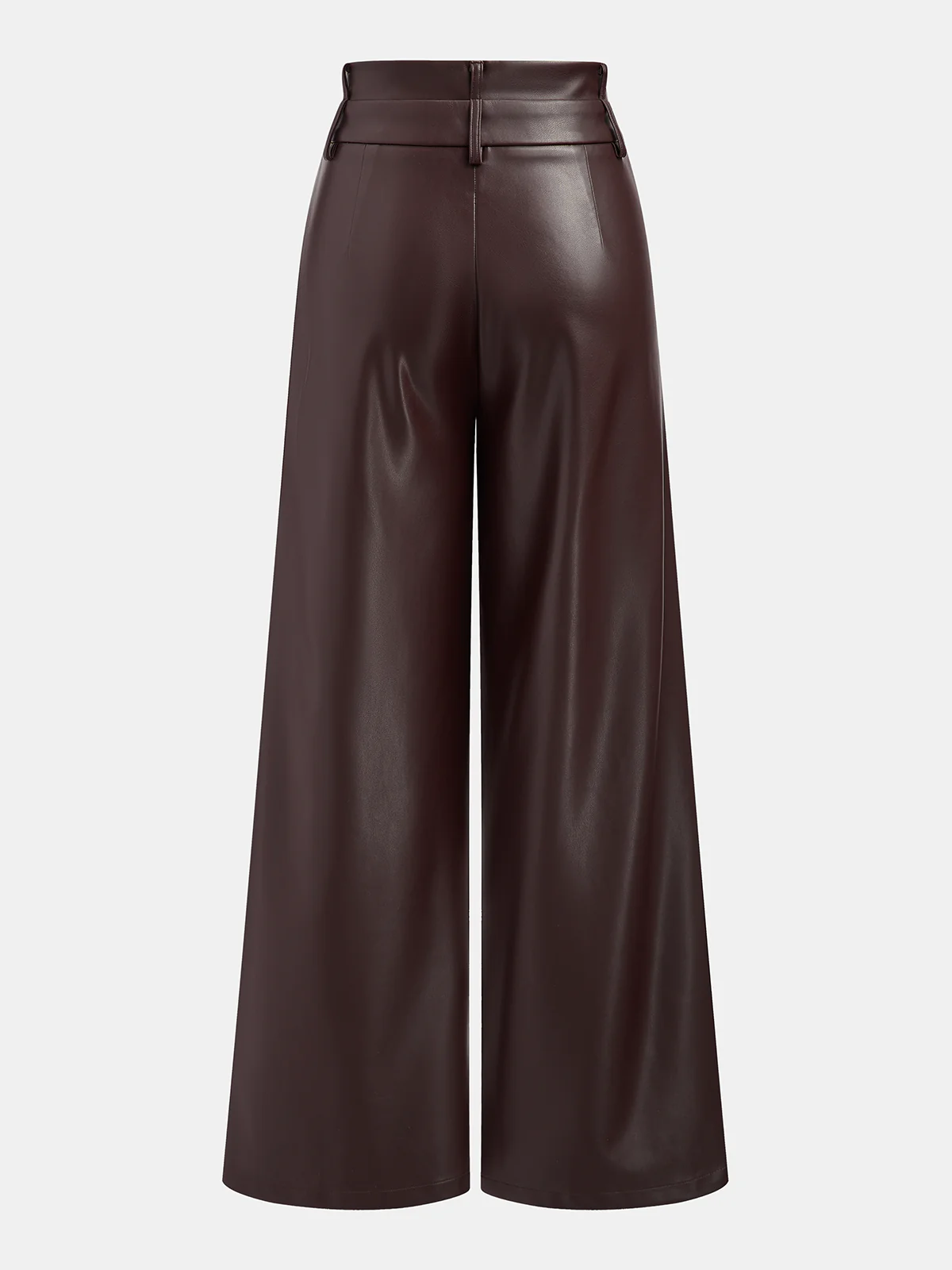 Double Waistband Faux Leather Pants - Wholesalesil