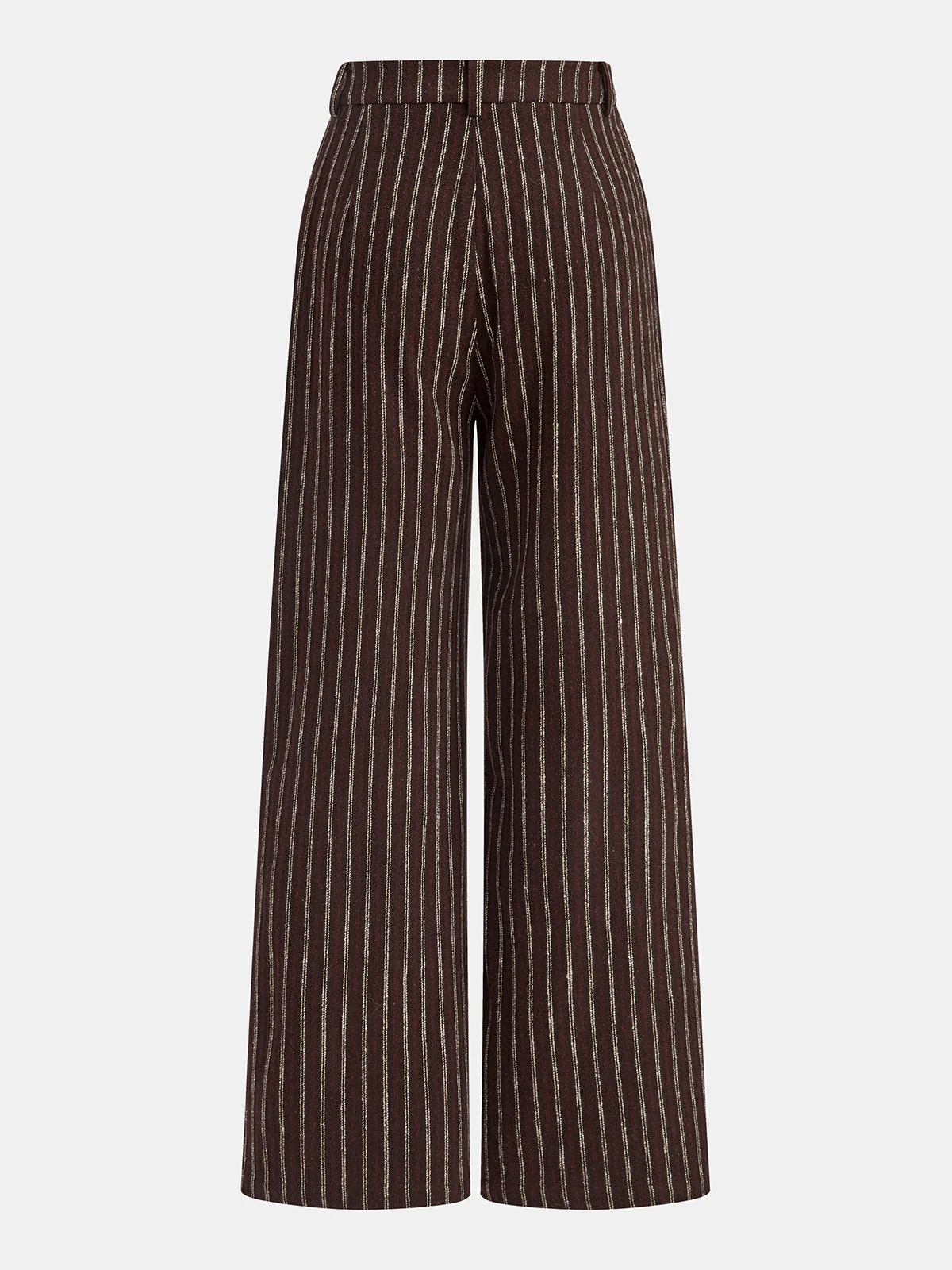 Asymmetric Placket Tweed Pinstripe Wide-Leg Pants - Wholesalesil