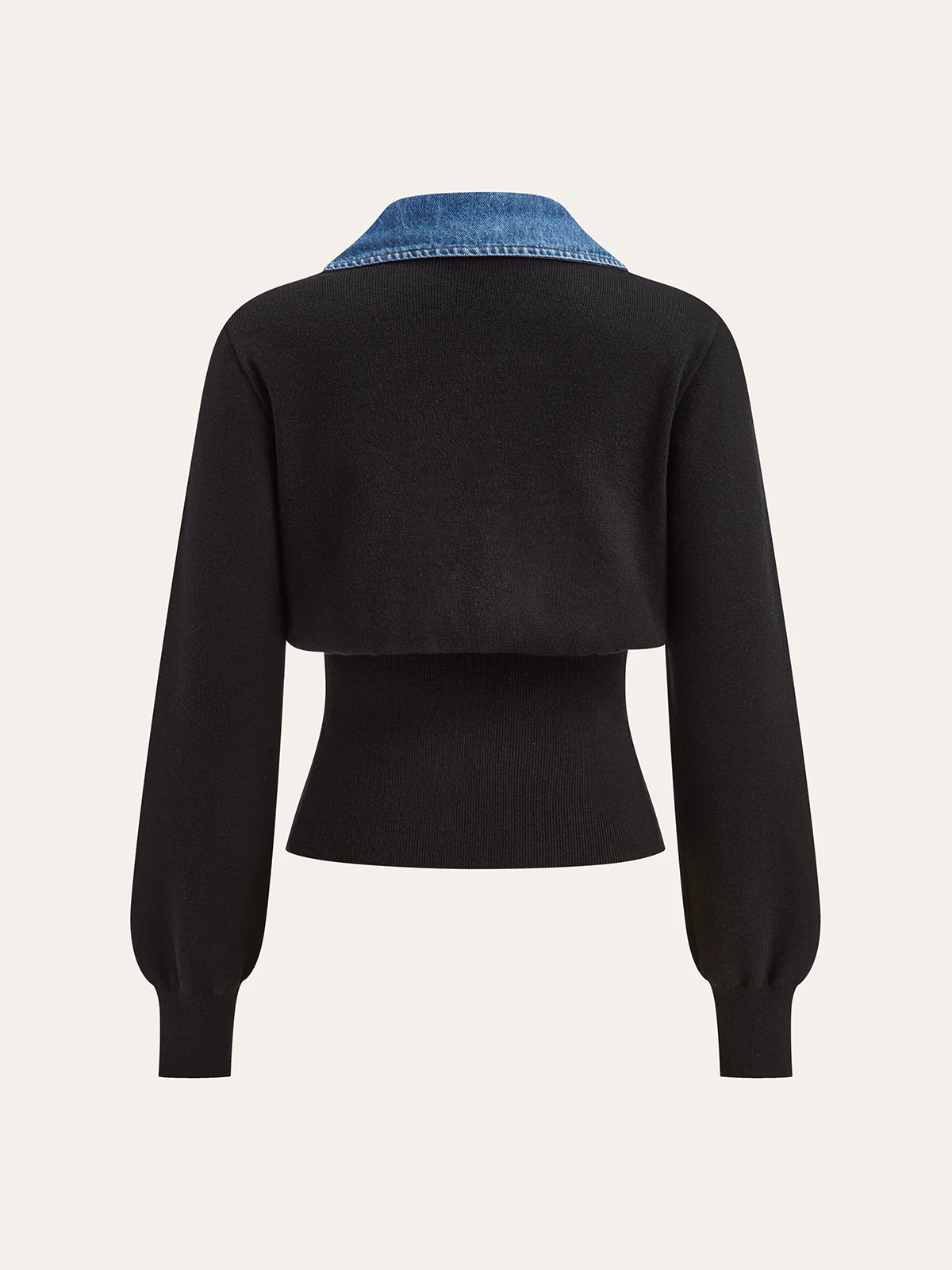 Denim Trim Metal Button Cardigan - Wholesalesil